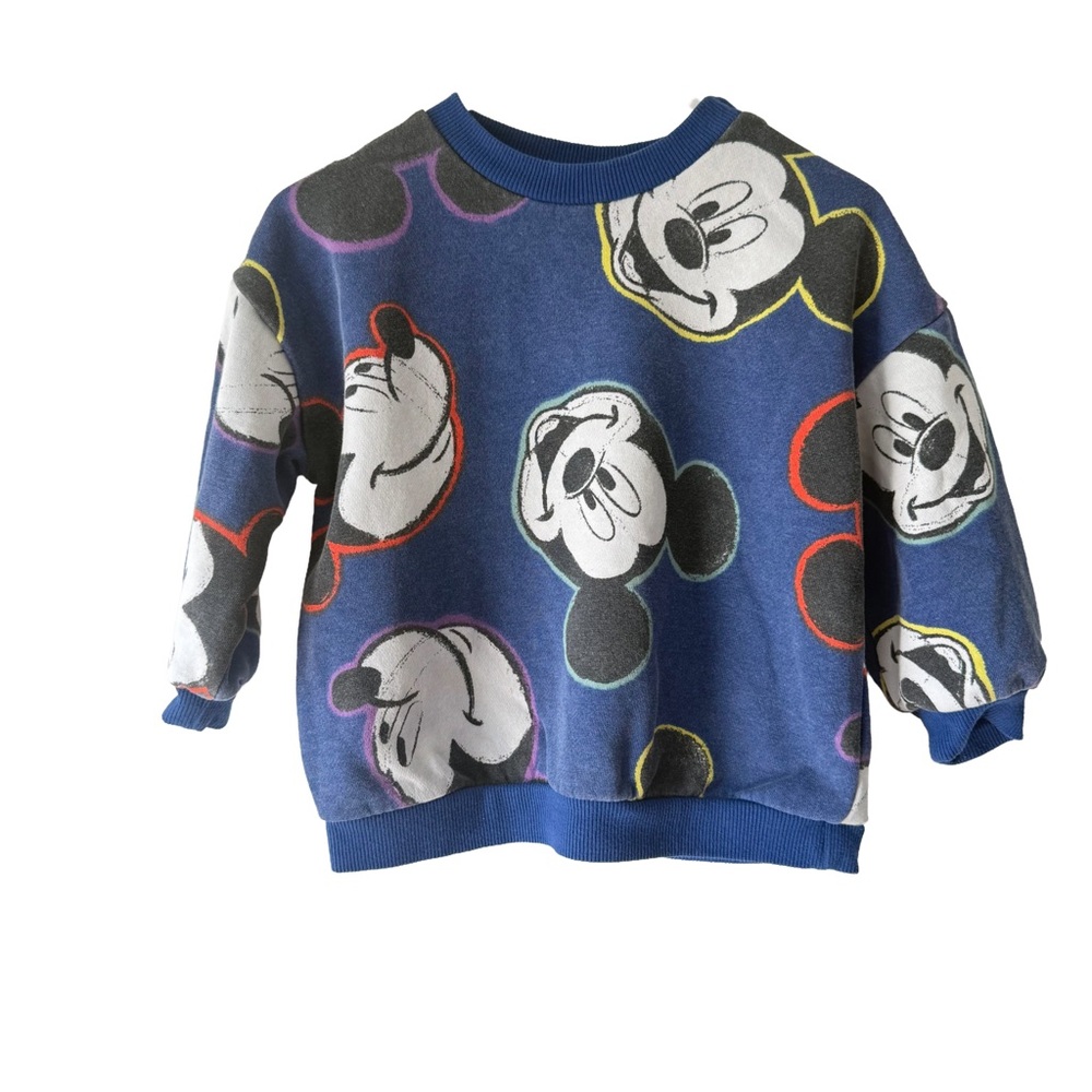 H&M Disney Blue Multicolor Mickey Mouse Sweatshirt 12 Months